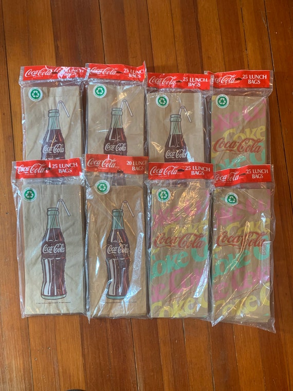 Vintage 1990s Coca-Cola Paper Lunch Bags 100% Recy