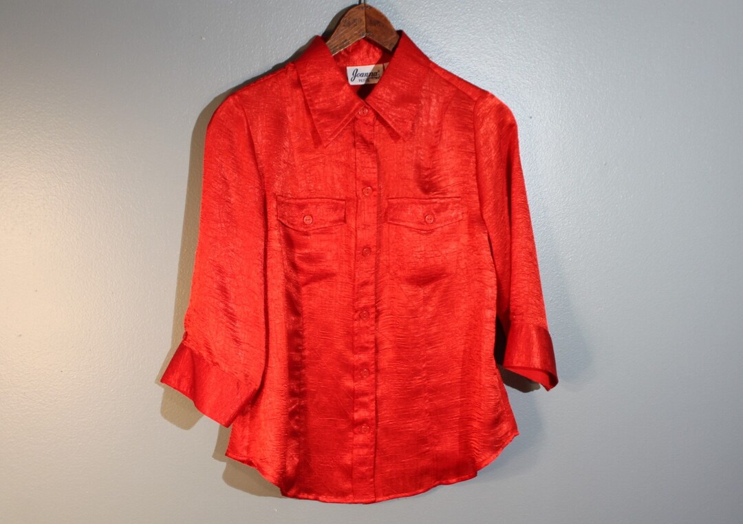 Vintage 1980's Joanna Petite Red Silk Button-up Blouse - Etsy