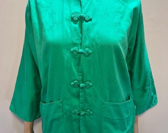 Vintage 50-talsgrön kimonojacka från Mine Butterfly, damstorlek S