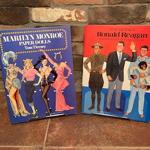 Vintage 1970s-1980s Marilyn Monroe and Ronald Reagan Paper Dolls in Full Color by Tom Tierney Books Sold Separately