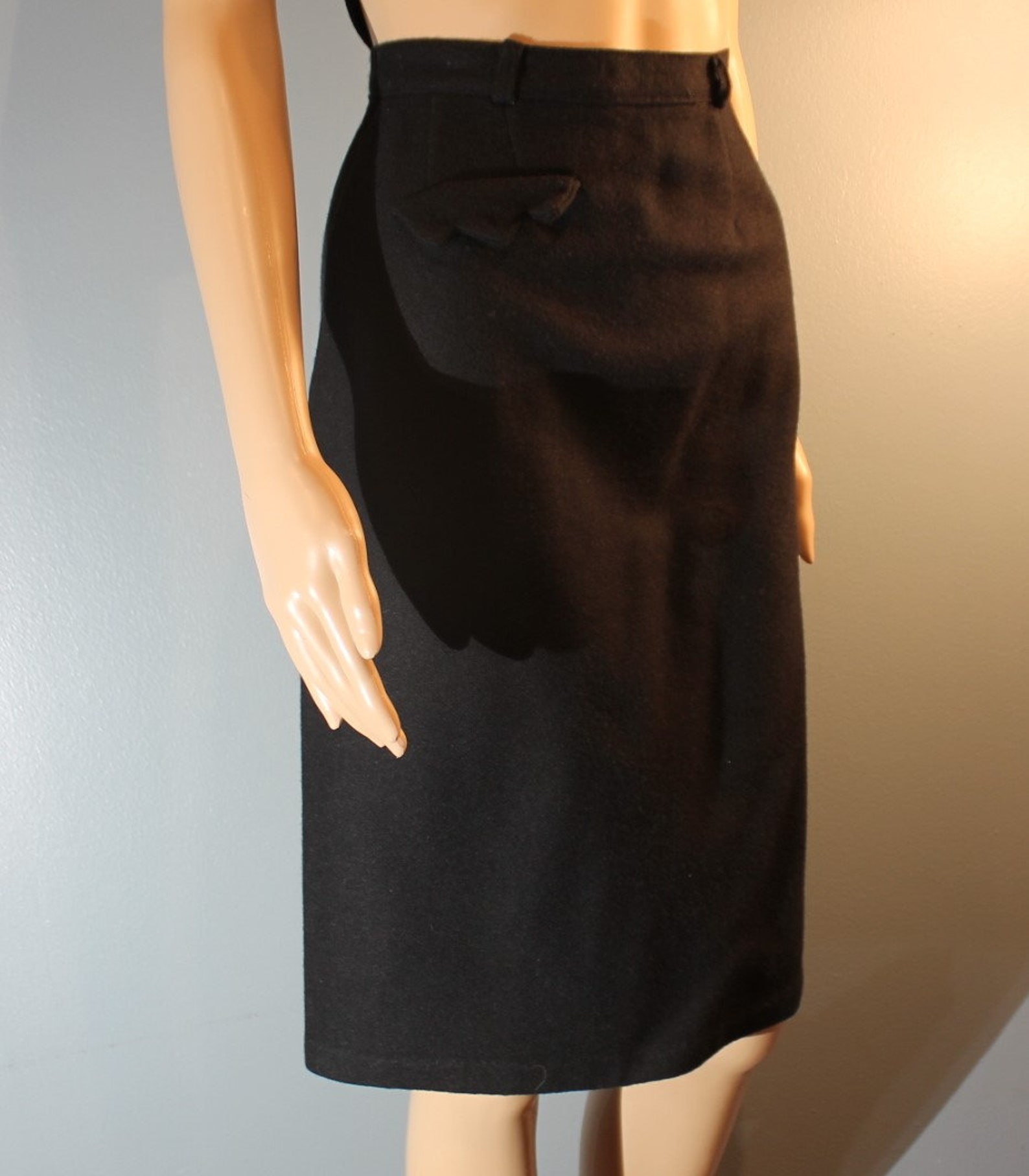 Vintage 1950s Handmade Black Wool High Waisted Pencil Skirt XS - Etsy