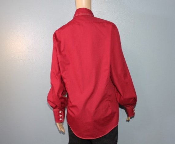 Vintage 1960s-1970s Montgomery Red Long Sleeve Bu… - image 6