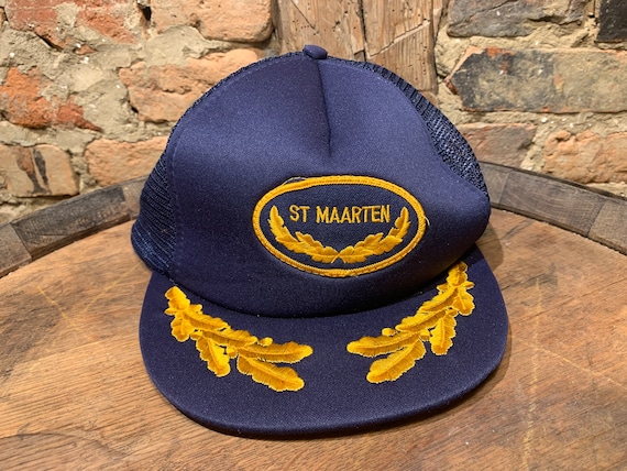 Vintage 1970s St Maarten Navy Blue and Gold  Embr… - image 10