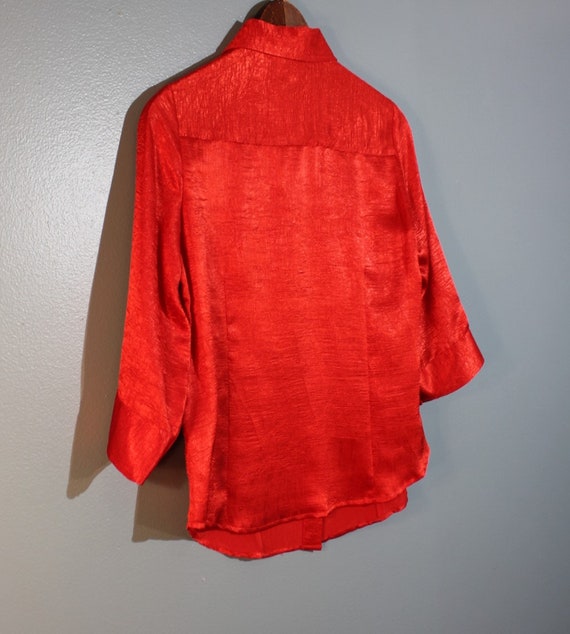 Vintage 1980's Joanna Petite Red Silk Button-Up B… - image 5