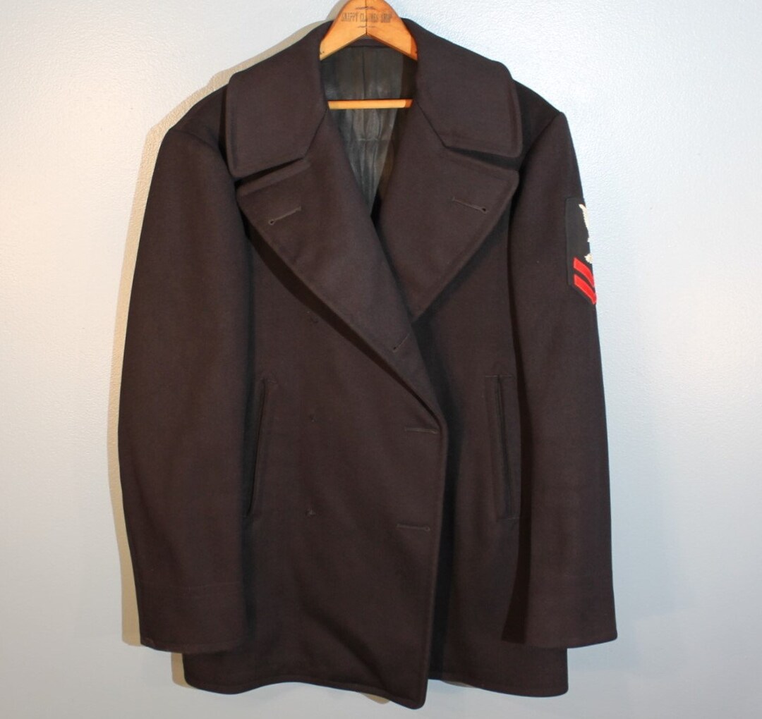 Vintage 1940s US Navy Wool Peacoat Naval Clothing Depot Military Jacket ...