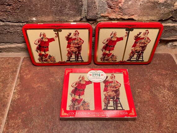 1994 limited edition coca cola playing cards Vintage Coca-cola Nostalgia in Collectible Tin Like New Vintage Coca Cola Santa Claus