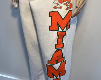 Vintage Miami Florida Logo 7, Inc. Vita kraftiga mjukisbyxor Vuxen XL Tillverkade i USA
