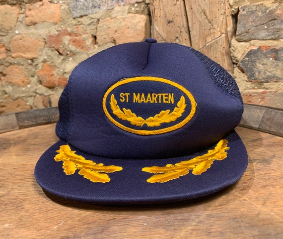 Vintage 1970s St Maarten Navy Blue and Gold  Embr… - image 2