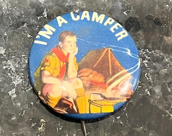 Vintage 1920-1930-tal Boyscouts I'm a Camper Offset Gravure Corporation New York City Knapp