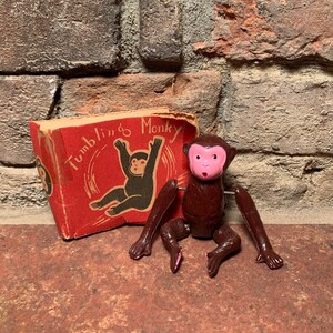 Antique Tumbling Monkey Wind-Up Toy Patent No. 1555 Made in Occupied Japan image 3