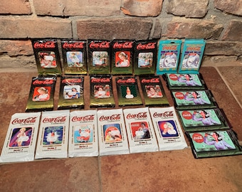 Vintage Diverse Coca-Cola Premium Collectors Cards Nieuw in pakketten verkocht Individueel