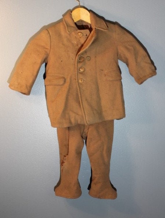 Vintage 1940's-1950's Distressed Handmade Wool Pea