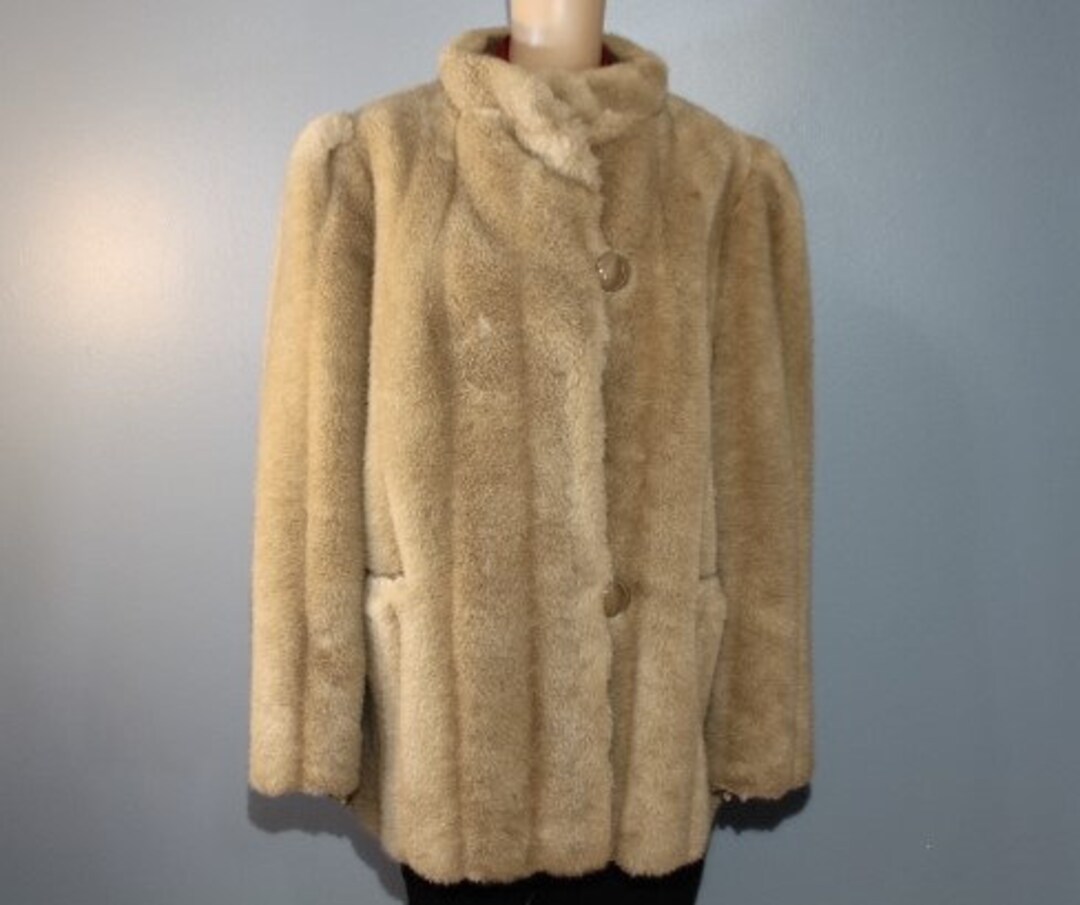 Vintage 1960s-1970s Outerlayers Beige Faux Fur Peacoat Jacket - Etsy