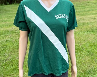Koszulka z dekoltem w serek w stylu vintage z połowy XX wieku, w kolorze zielono-białym, z Berkshire Jerseys, dla dorosłych, w rozmiarze S