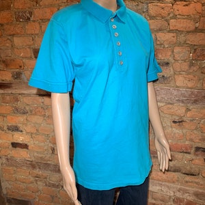 Vintage 1980s-1990s Angels Flight Teal Polo T-Shirt Adult Medium 100% Cotton