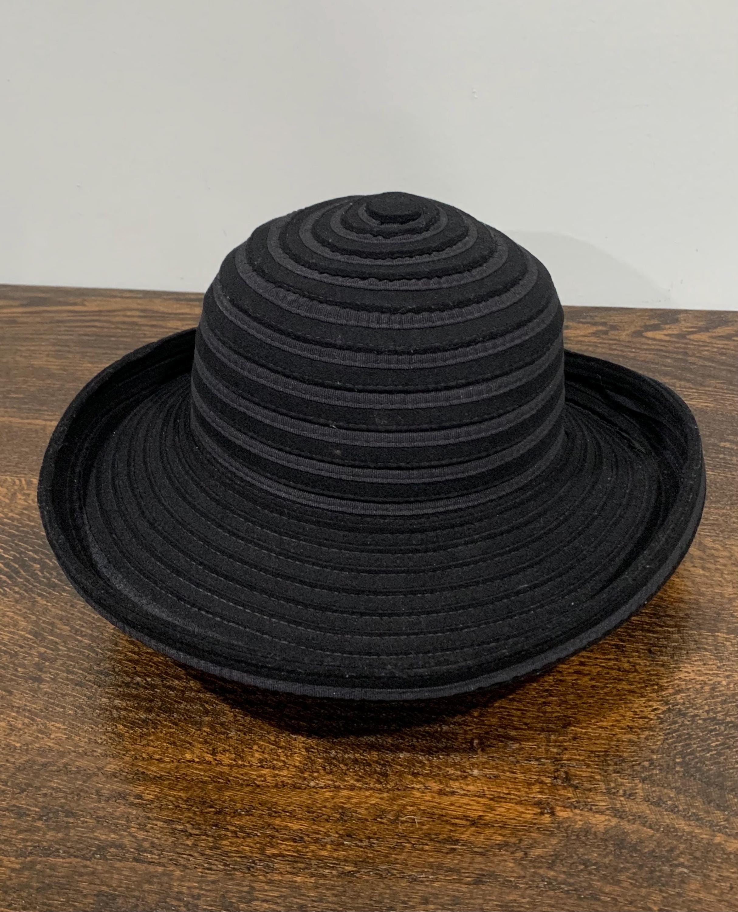 Vintage Callanan black wool cloche hat with sequin bow Callanan Wool Felt Cloche with Jet Stones Winter Hat Black  main image 4