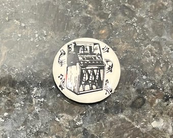 Vintage svartvit jukebox-knapp med nål 3 cm