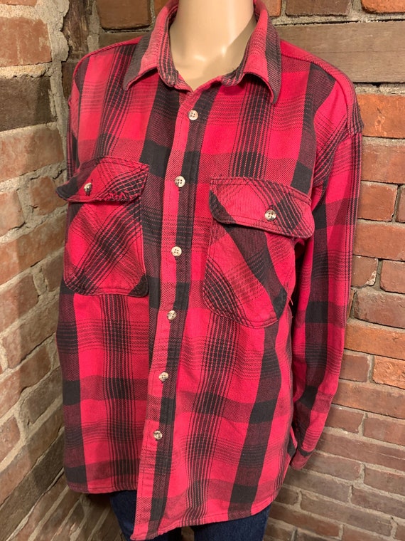 Vintage 1980s Field Master Red and Black Plaid Fla