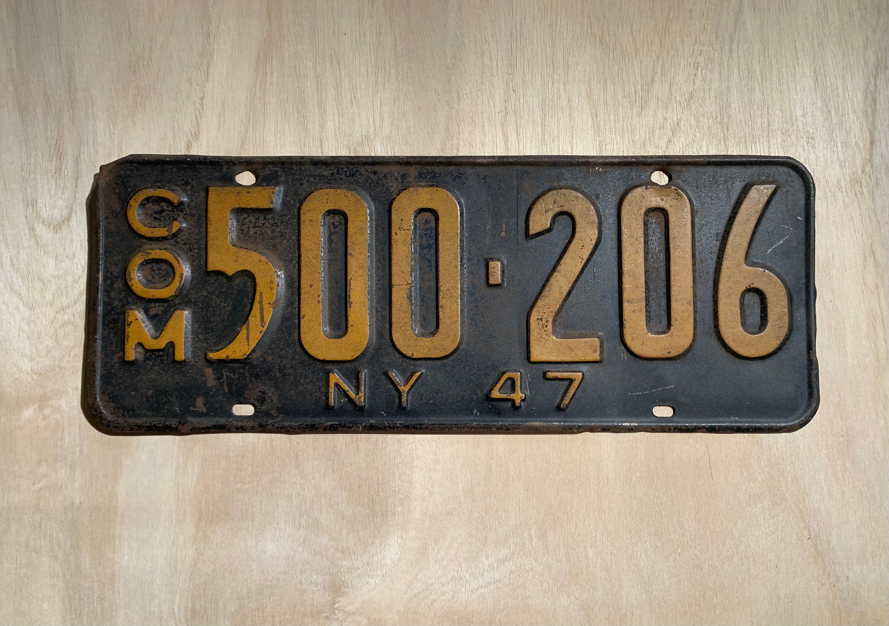 ヴィンテージ 1940 年代 本物 商用 ニューヨーク ナンバープレート NY 