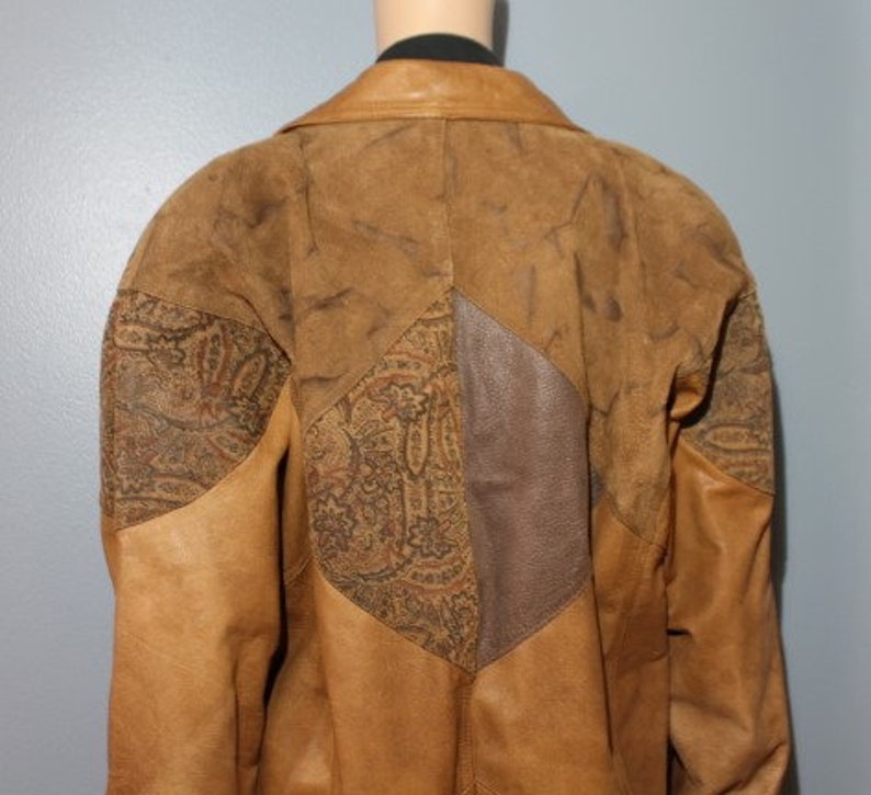 Vintage 1970s-1980s Winlit Brown Paisley Genuine Leather Trench Coat Adult Small image 6