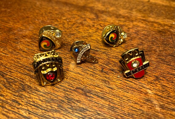 Vintage 1970s-1980s American Motorcycle Association AMA Biker Club Pins with Gems Founders, Pioneer, Life Member, Veteran Sold Individually