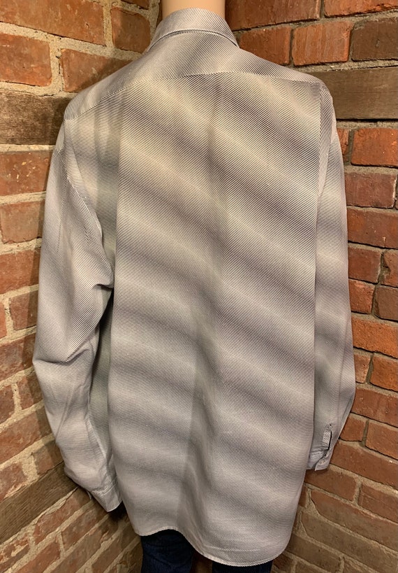Vintage 1970s-1980s Gray Striped Long Sleeve Oxfo… - image 5