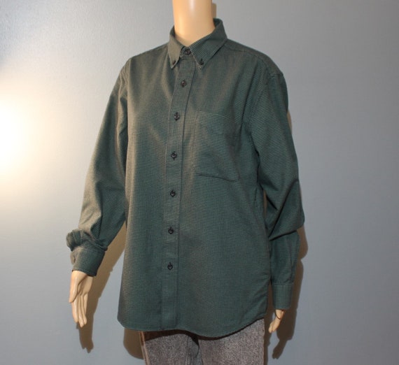 Vintage 1980s-1990s L.L. Bean Green Check Flannel… - image 10