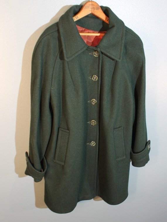 Vintage 1950s Women's Medium Green Wool Peacoat IL