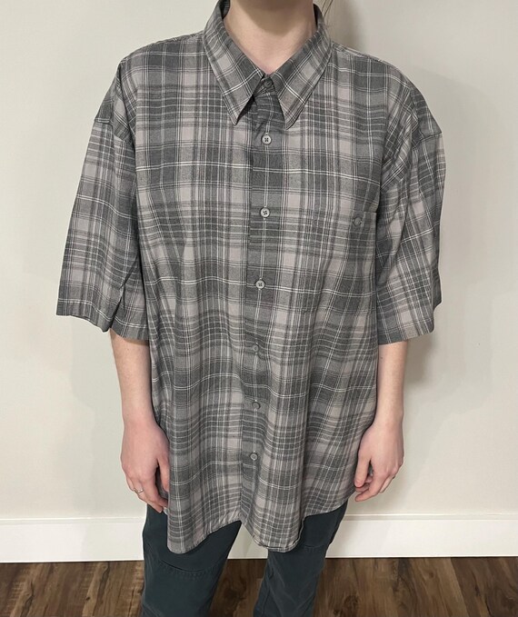 Vintage 1990s J. Ferrar Gray Plaid Short Sleeve Oxford Shirt Adult XL - Etsy