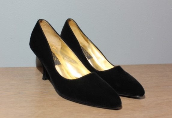 Vintage 1980s Flings High Heel Black Velvet Pumps Shoes - Etsy