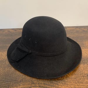 Kaminski Classic Wide Brim Black Felt Bow Cloche Hat Australia Kaminski Hat - Etsy main image 2