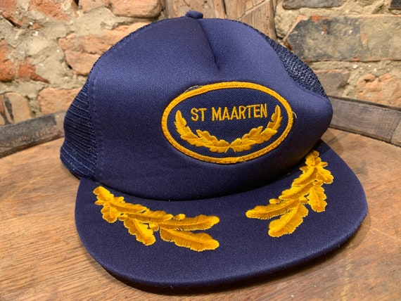 Vintage 1970s St Maarten Navy Blue and Gold  Embr… - image 4