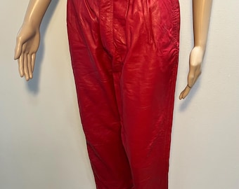 Vintage 1980-tals Carla New York röda läderbyxor dam S