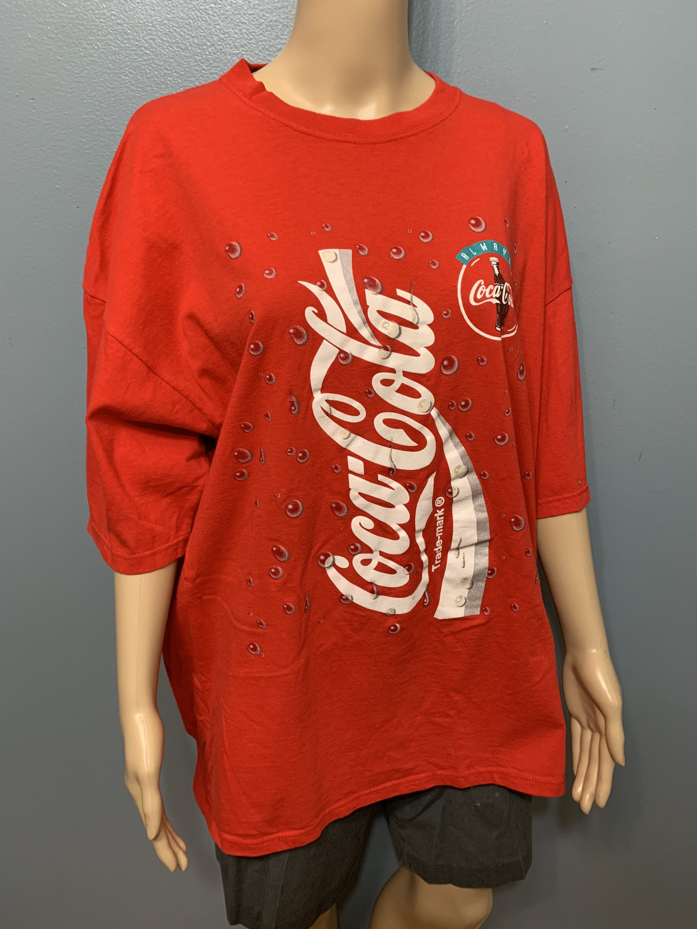 ヴィンテージ 1990 年代 レッド Always Coca-Cola T シャツ XXL 米国製 