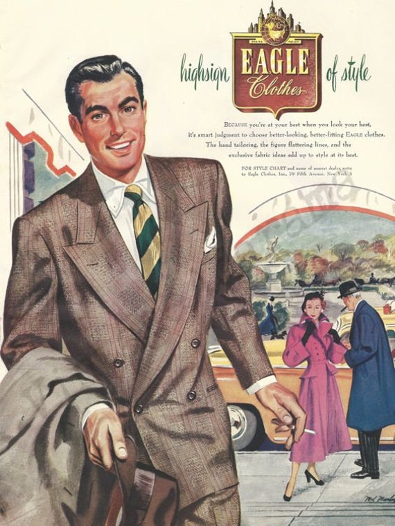 Vintage 1940s-1950s Eagle Clothes Brown Suit Spor… - image 10