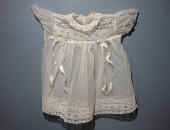 Vintage 1950s Baby Girl Lace Baptism Christening … - image 1