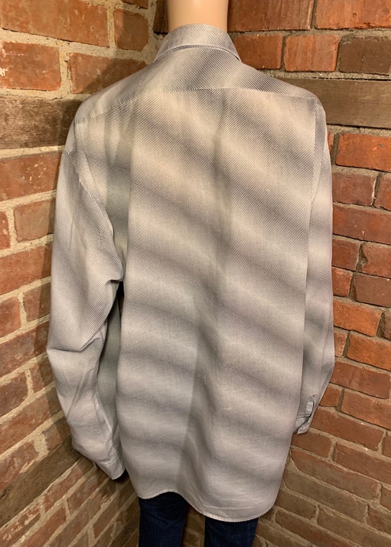 Vintage 1970s-1980s Gray Striped Long Sleeve Oxfo… - image 4
