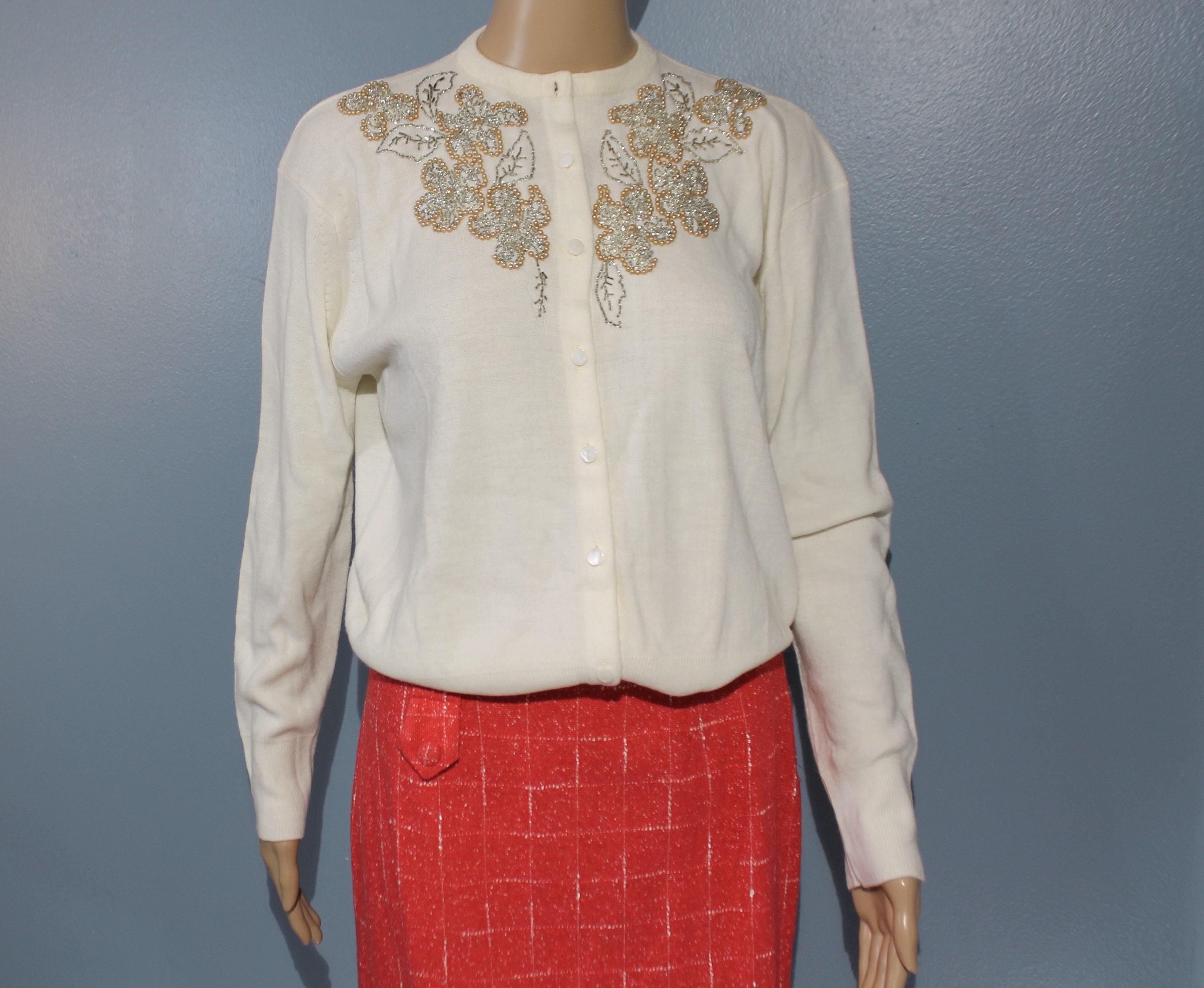 Vintage 1950s-1960s Interlock Hi-bulk Orlon Acrylic White