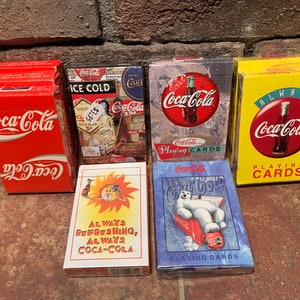Vintage Surtido de Coca-Cola Plastic Coasted Playing Cards in Box Vendido individualmente