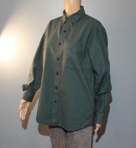 Vintage 1980s-1990s L.L. Bean Green Check Flannel… - image 8