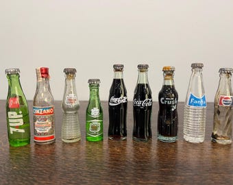 Vintage Assorted Mini Soda Bottles Coca-Cola, 7 Up, Crush, Each Sold Separately