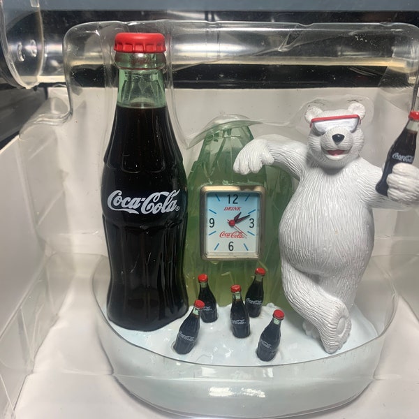 Jahrgang 1999 Coca-Cola Marke SammlerStück Mini Uhr Eisbär Koks Flaschen neu in Box