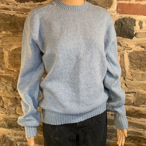 Vintage Prego Light Blue Crew Knit Sweater Made in the USA Adult XL