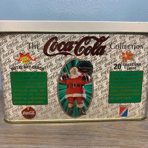 Cartões de colecionador de arte em metal Coca-Cola vintage 1994, edição de Natal do Papai Noel, novo na caixa