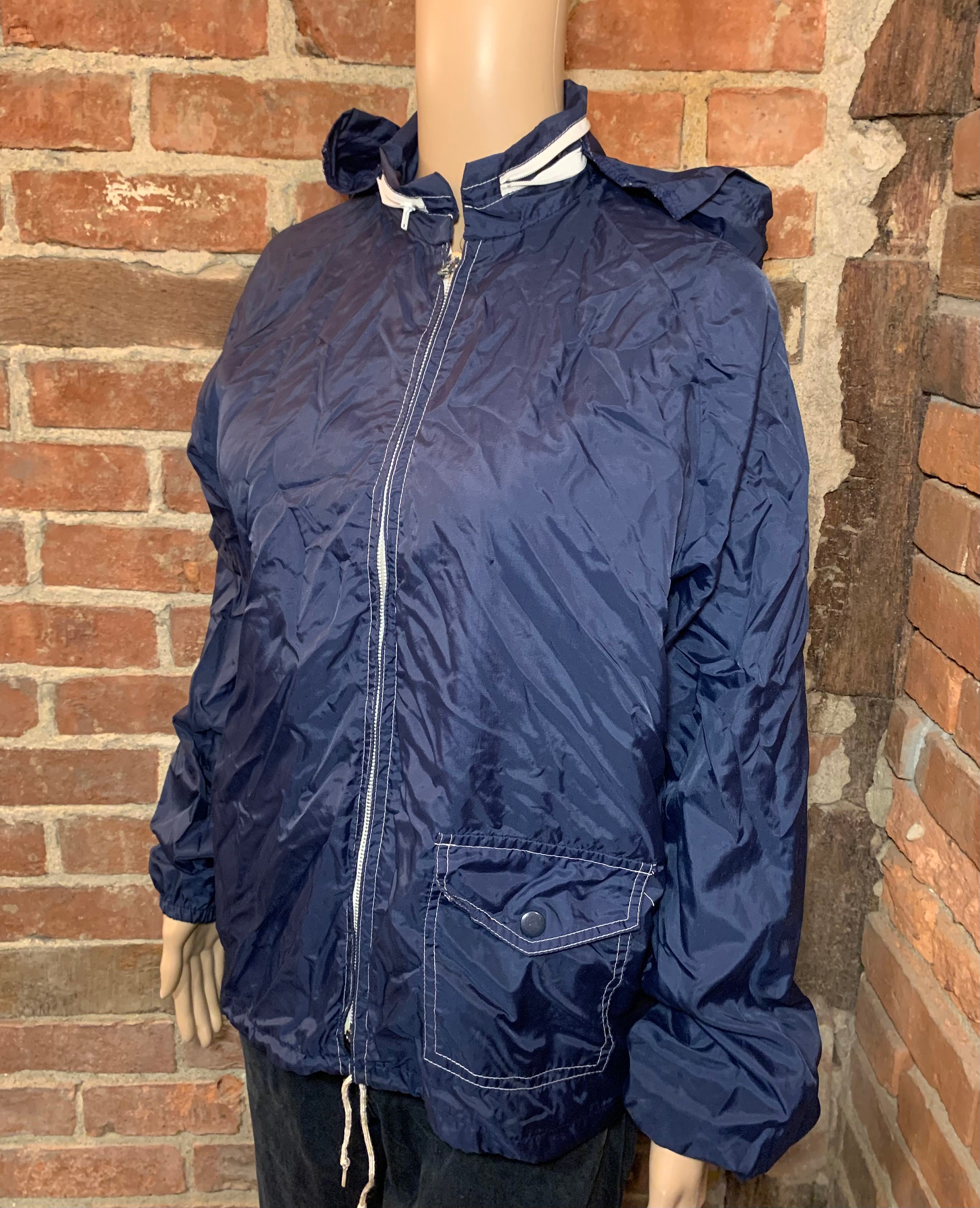 Buy Vintage 1960s-1970s Sears Navy Blue Zip up Windbreaker Track