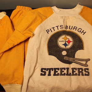 Vintage 1960s Handmade Pittsburgh Steelers Kids Two Piece Outfit Distressed Pajama Set