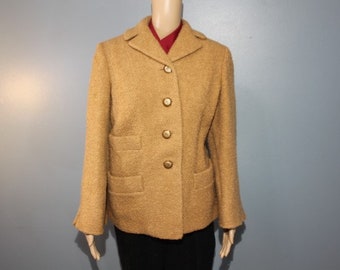 Vintage 1960s-1970s Women's Small Beige Wool Peacoat Jacket