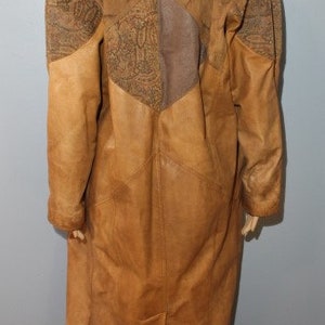 Vintage 1970s-1980s Winlit Brown Paisley Genuine Leather Trench Coat Adult Small image 7