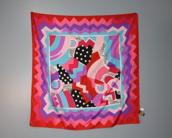 Vintage 1970s-1980s Vibrant Pink, Purple, Red, an… - image 1