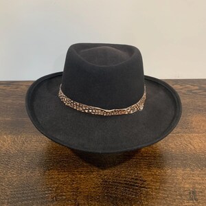 Vintage 1970s The Natural By Bollman Of Lancaster County Wool Felt Fedora Cowboy Hat with Faux Feather Brim